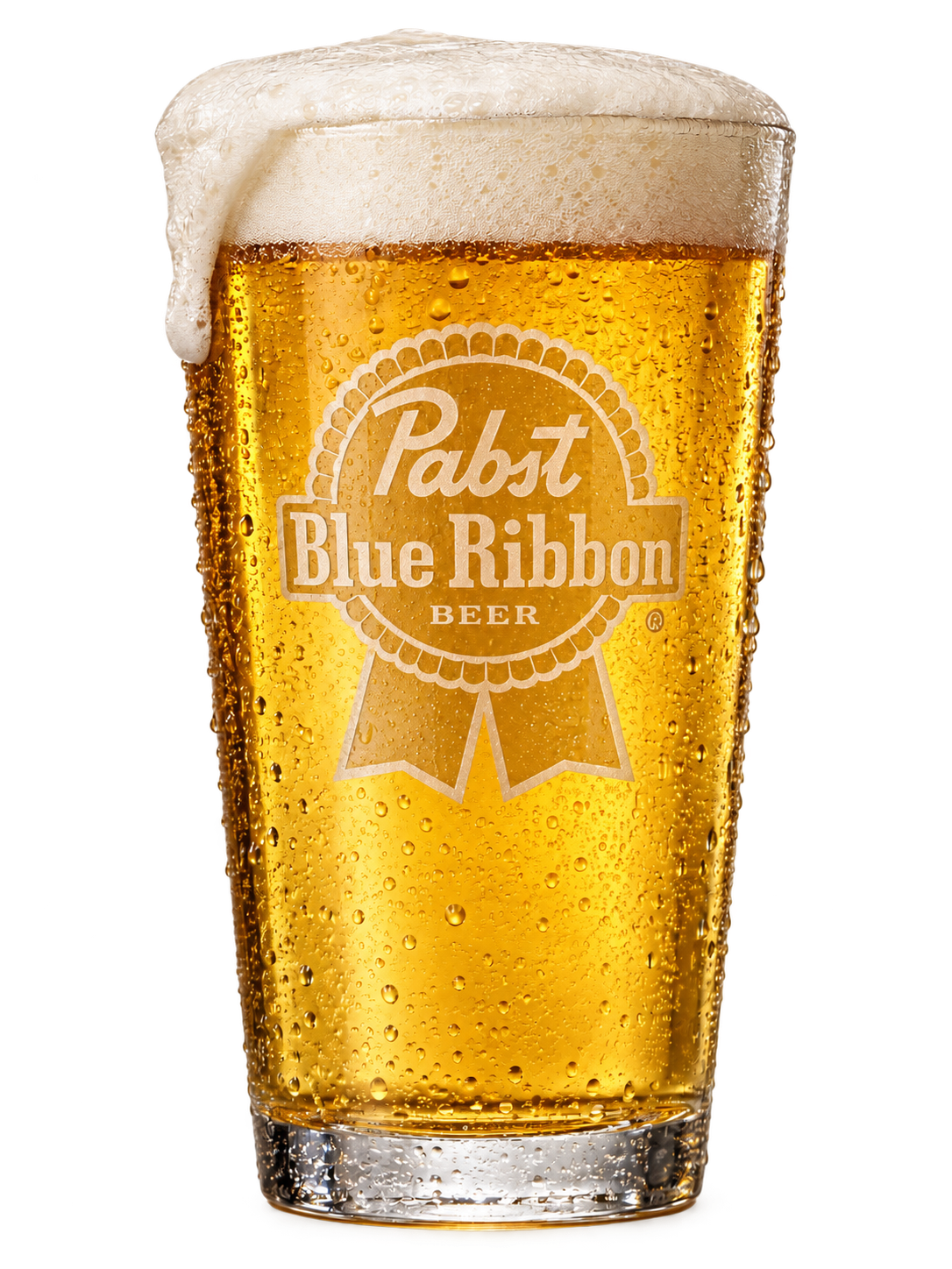 Glass of Pabst Blue Ribbon draught beer